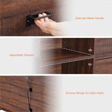 WAMPAT Farmhouse TV Stand with Charging Station and USB Ports for TVs up to 110" TVs,3 in 1 Wood Entertainment Center with 10 Drawers and Adjustable Shelves for Living Room, Rustic Brown WAMPAT