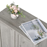 Iwell Storage Cabinet, Floor Storage Cabinet with 2 Adjustable Shelves & 2 Doors, Wooden Shoe Cabinet for Entryway, Office, Living Room, Gray Iwell