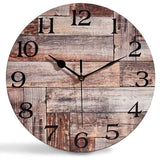 ACOZUHSE Silent Non-Ticking Wall Clocks, Brown Wood Barn Board Pine Plank Rustic Wall Clocks, Battery Operated 12 Inch Round Wall Clock for Home Decor Living Room Kitchen Office ACOZUHSE
