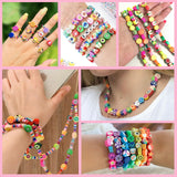 Gionlion 1000PCS Polymer Clay Beads Bracelet Making kit, 24 Style Cute Fun Fruit Flower Rainbow Butterfly Animal Heart Star Beads Charms for Jewelry Necklace Making Gift for Girls Kids Gionlion