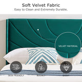 VECELO Twin Size Upholstered Platform Bed Frame with Fabric Headboard,Wooden Slats Support/No Box Spring Needed/Mattress Foundation,Dark Green VECELO