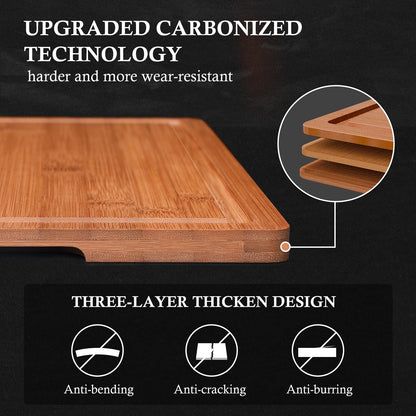 Empune Bamboo Cutting Board Set, Wood Cutting Boards for Kitchen with Holder Wooden Chopping Board for Meal Prep & Serving