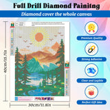 Yunnuo Landscape Diamond Art Kits for Adults,Diamond Painting Sunset Mountains,DIY Full Round Drill Gem Painting, Abstract Scenery Paint with Diamonds for Home Decor and Relaxation 16 x 12 inch Yunnuo