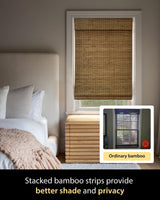 UNISHADES Cordless Bamboo Roman Shades for Windows, Size (30.5" W × 48" H) Colour (Eastfield Teak) UNISHADES
