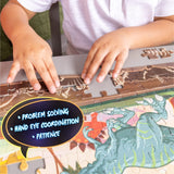 Hapinest Glow-in-The-Dark Dinosaur Jigsaw Puzzle for Kids, 100 Piece Puzzles for Kids Boys and Girls Gifts Ages 5 6 7 8 9 10 11 12 Years Old & Up, Includes 12 Dinosaur Fact Cards & LED Mini Flashlight Hapinest