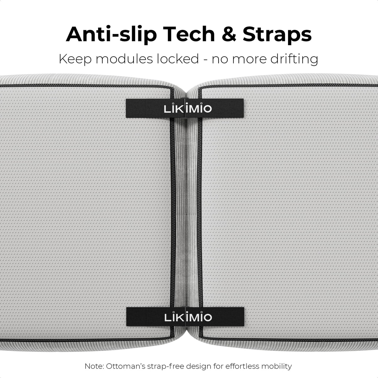 LIKIMIO 118" Modern L-Shaped Modular Sectional Sofa for Living Room, Corduroy Upholstery Grey, Oversized 3-Seater Couch with Deep Seat and Movable Ottoman – No Assembly LIKIMIO