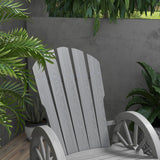 Outsunny Wooden Rocking Chair, Adirondack Rocker Chair w/Slatted Design and Oversized Back, Outdoor Rocking Chair with Wagon Wheel Armrest for Porch, Poolside, and Garden, Gray Outsunny