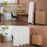 Duraspace 8 Panels Room Divider 6 FT Tall Weave Fiber Privacy Screen Freestanding Double Hinged Folding Screen Extra Wide Room Dividers for Patio Privacy (Off White) DURASPACE