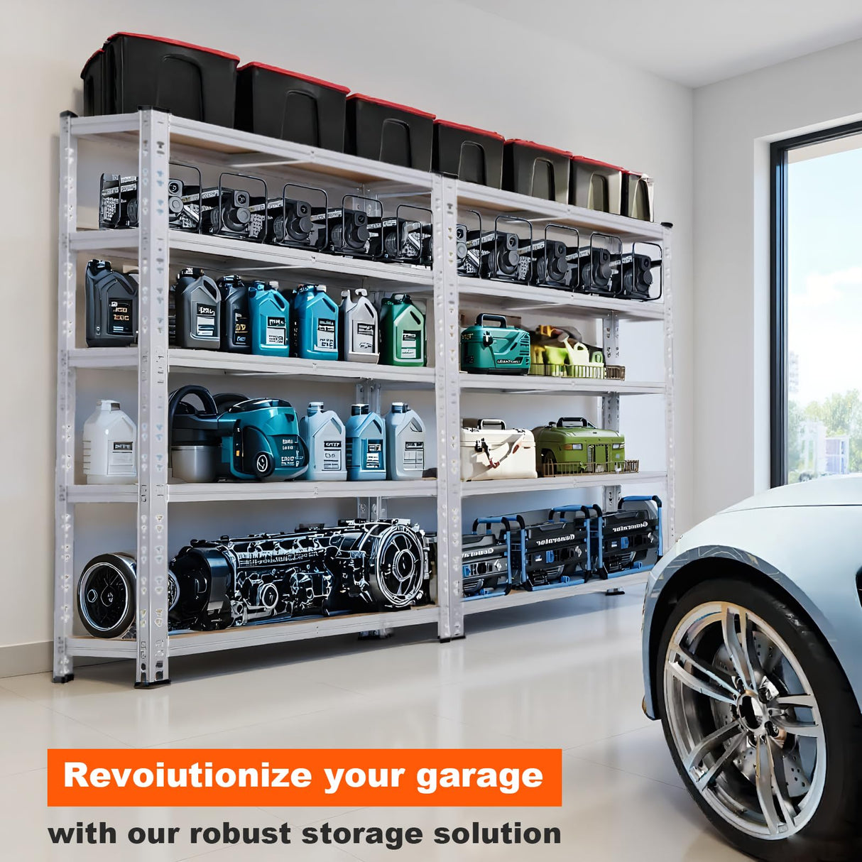 ZEUKMXOO 2200LBS Garage Storage Shelving Unit, 59" H 5-Tier Heavy Duty Storage Shelves, Adjustable Utility Shelf, Metal Rack for Basment Pantry Closet, Garage ZEUKMXOO