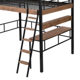 Full Size Loft Bed with Desk and Storage Shelf, Metal Loft Bed Full Size with Buil in Ladder and Full Length Guardrail, Full Size Loft Bed for Kids, Teens, Black Loft Bed Full Bellemave