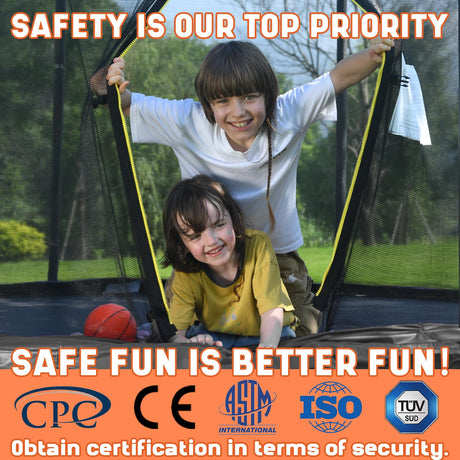 ACWARM HOME Trampoline Outdoor 14FT Trampoline with Safety Net & Rugby Target - Recreational Trampolines for Kids and Adults - Anti-Rust Coated Frame - ASTM Approved - Black ACWARM HOME