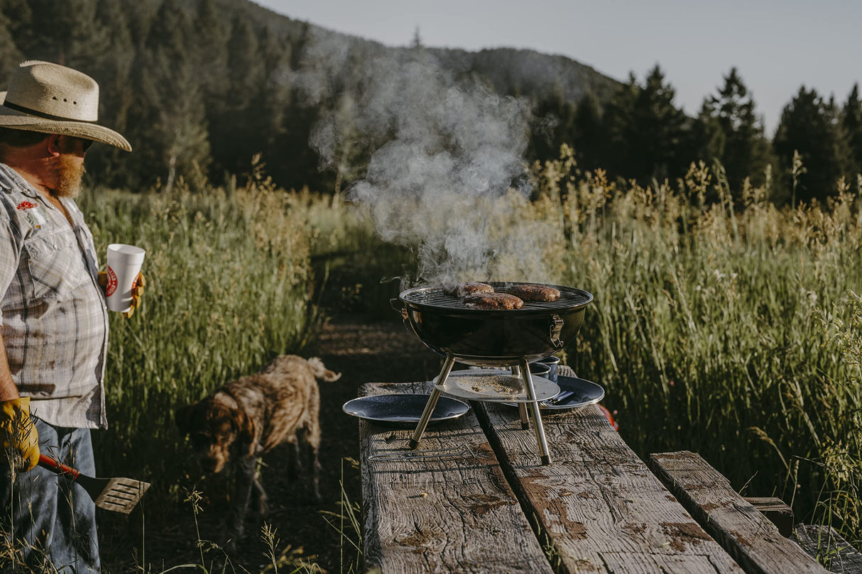 Gas One – 14-inch Portable Barbecue Grill with 3-Point Locking Lid for Heat Preservation – Dual Venting System – Small Charcoal Grill for Backyard, Camping, Boat Gas One