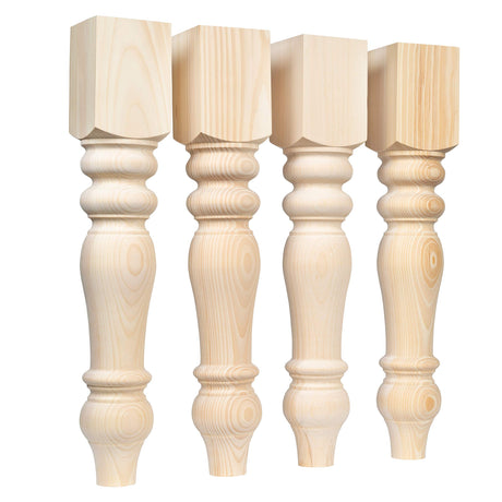 CAROLINA LEG CO. Chunky Farmhouse Dining Table Legs - Handmade in USA - Unfinished - DIY Furniture - Widely Compatible Turned Wooden Legs - Dimensions: 5" x 29" CAROLINA LEG CO.