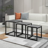 HAHRIR Nesting Table Set of 3 Side Tables, Modern Coffee Table Stacking End Table with Metal Frame (A-Square, Grey) HAHRIR