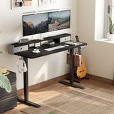 TRALT Electric Standing Desk 48 Inch Height with 2 Drawers-Adjustable Height Desk with Storage Shelf - Sit Stand Up Workstation (Black, 48X24 Inches) TRALT