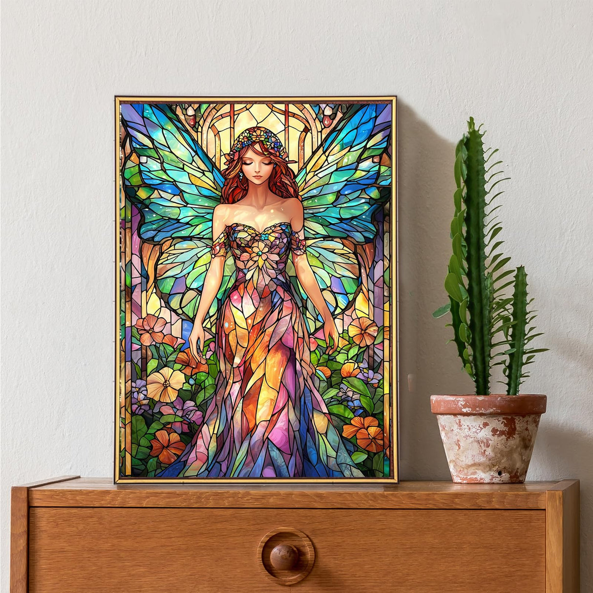 ZENDIYO Fairy 5D Diamond Painting Kits for Adults, Stained Glass Diamond Art Kits for Adults Beginners, DIY Full Drill Diamonds Dots Gem Art Painting Crafts for Home Wall Decor 12x16inch ZENDIYO