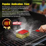 GRILLART Grill Brush Bristle Free. SteamWizards BBQ Replaceable Cleaning Head, Unique Seamless-Fit Scraper Tool for Cast Iron/Stainless-Steel Grates, Safe Barbecue Grill Cleaner-Red GRILLART