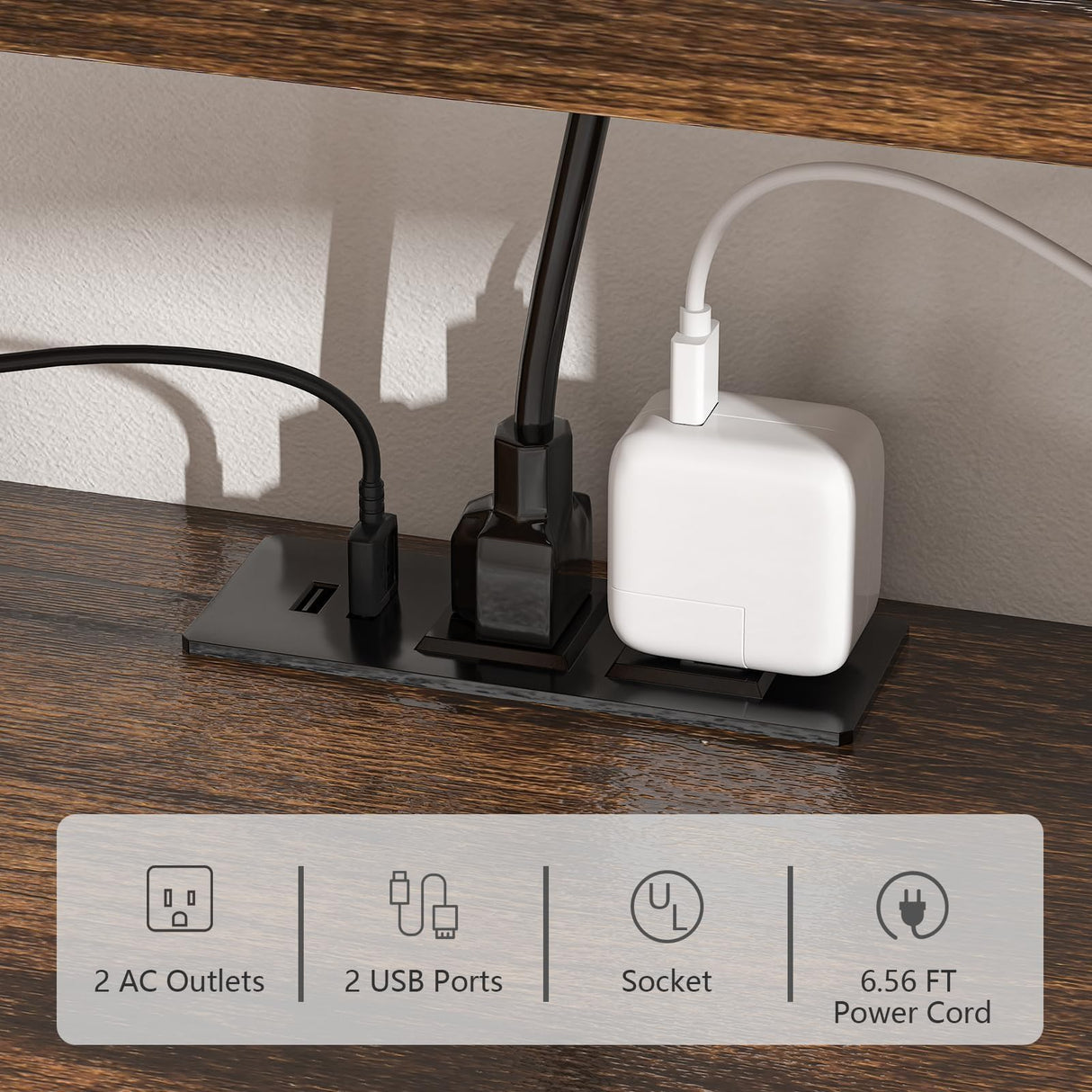 4 EVER WINNER Floating TV Shelf with LED Lights and Power Outlet, 59" TV Stand for Cable Box Audio Video, Floating Entertainment Center for Living Room, Bedroom, Rustic Brown 4 EVER WINNER