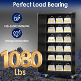 erosoei 75" H Metal Garage Storage Cabinet, Rolling Tool Cabinet with 2 Doors and Wheels, Locker Steel Cabinet with 5 Adjustable Shelves, Organization Cabinet for Garage,Office,Home,Gym,School（Black） erosoei