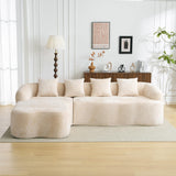 KEIKI 104.7" Cloud Sofa, L-Shape Sectional Sofa with Curved Chaise, Futon Sofa Couch Folding Mattress for Living Room, Guest, Bedroom,No Assembly Required, Beige KEIKI