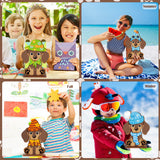 Anglechic 42 Pcs Interchangeable Christmas Dog Holiday Decor Seasonal Sign Fall Thanksgiving Tiered Tray Decoration Farmhouse Rustic Wooden Home Office Classroom Desk Accessories Welcome Ornament Gift Anglechic