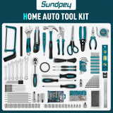 Sundpey 379-PCs Home Tool Kit - Portable Complete Household and Auto Repair Tool Set - Hand General Basic Tool Box Storage Case with Drawer - Full Basic Toolkit for Handyman & Diyer & Homeowner Sundpey