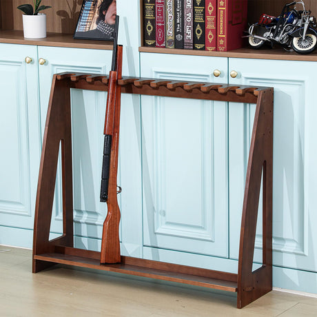 Yousoontic Indoor Gun Racks Freestanding Rifle Racks Gun Display Stand with Soft Padding Safe Heavy Duty Gun Storage for Cabinet Holder Accessories (Walnut,46.9 x 31.1 x 10.6 Inches) Yousoontic