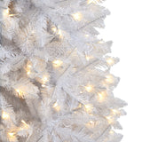 Nearly Natural 10ft. Slim White Artificial Christmas Tree with 800 Warm White LED Lights and 2420 Bendable Branches Nearly Natural