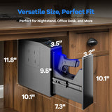 LotaTools Gun Safe, Biometric Pistol Safe Fingerprint Handgun Safe, Mounted Single Gun Safe for Handgun with 3 Ways Quick Access, Bedside Gun Safe for Nightstand, Bedroom, Desk, Wall, Dresser LotaTools