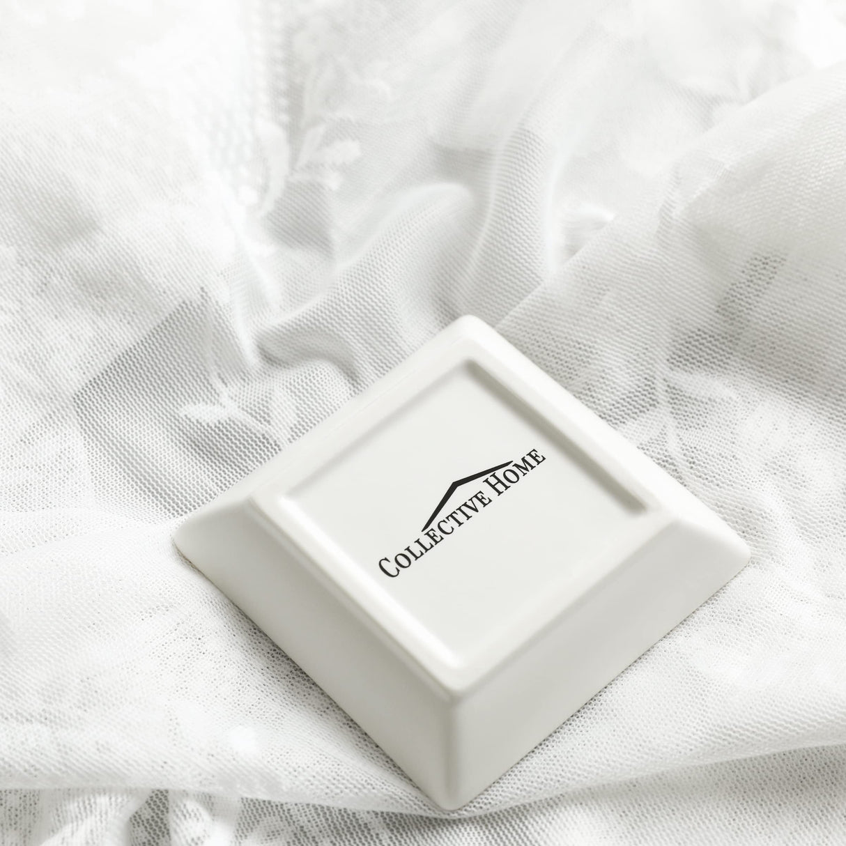 COLLECTIVE HOME - Ceramic Jewelry Tray, Monogram Decorative Trinket Dish for Rings Earrings Necklaces Bracelet Watch Keys, Birthday Mother's Day Christmas Gift for Women, 4" x 4" (B) COLLECTIVE HOME