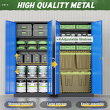Greenvelly Metal Garage Storage Cabinet,72" Steel Locking Garage Storage Cabinet with Doors and Shelves,Metal Office Storage Cabinet for Home,School,Garage(Black Blue 36" W x18 D) Greenvelly