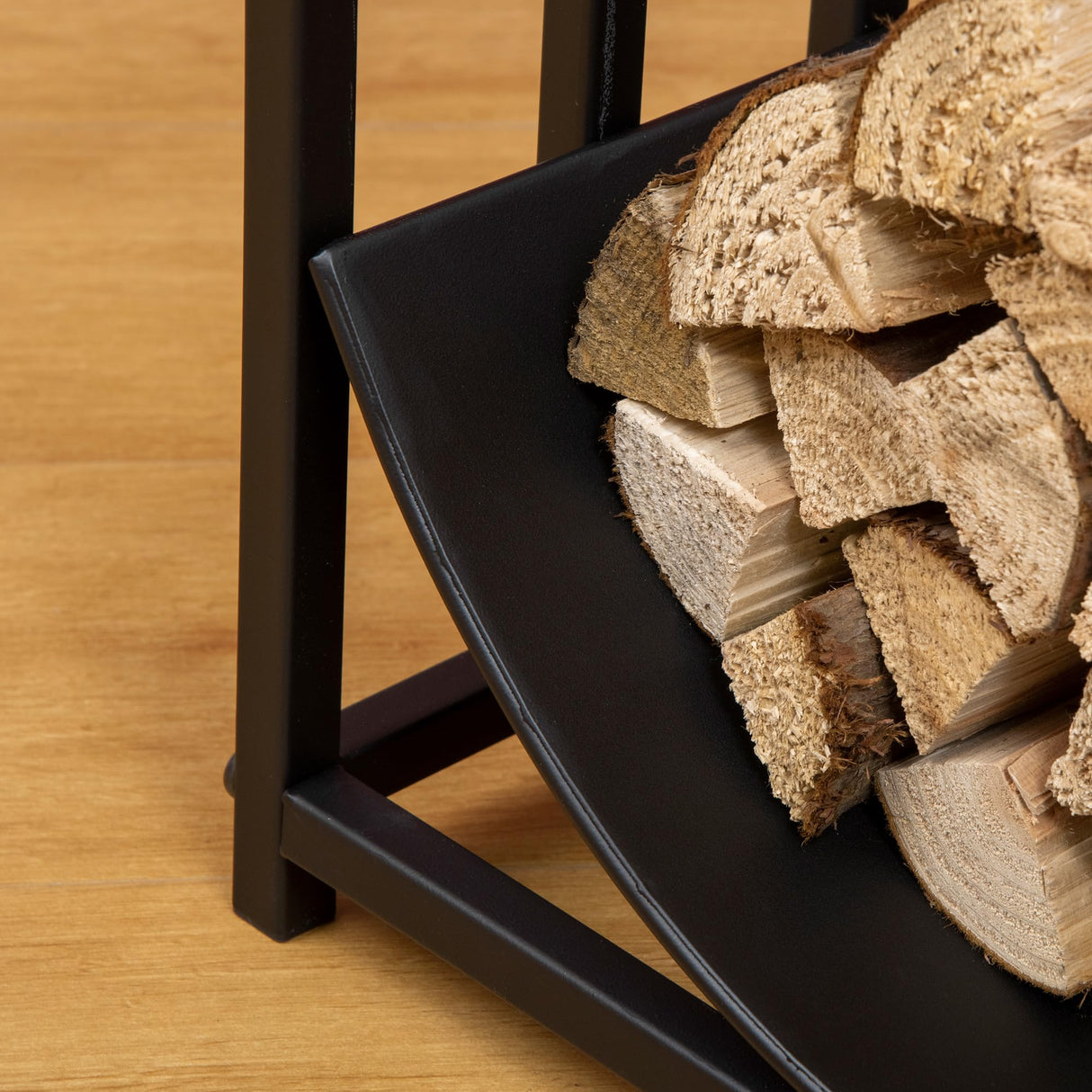 Outsunny Firewood Rack, Indoor Outdoor Firewood Holder, Curved Bottom with Bear and Tree Theme for Fireplace, Wood Stove, Hearth or Fire Pit, Black Outsunny