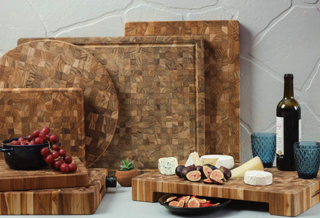 Teakhaus Butcher Block Cutting Board - Large Wooden Cutting Board - Teak End Grain Wood - Knife Friendly - FSC Certified Teakhaus