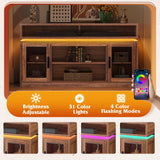 WLIVE TV Stand up to 65 Inch TV, 58" Entertainment Center with LED Lights, Farmhouse TV Media Console with Storage Cabinets, Adjustable Shelves for Living Room, Rustic Brown WLIVE