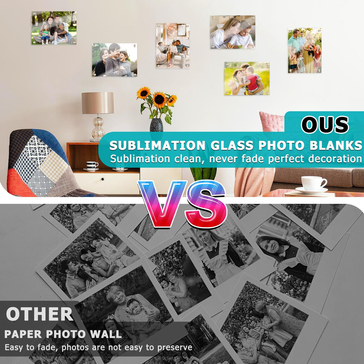 OIOIPPIO 6 Pack Sublimation Glass Photo Blanks 7.87"x 11.8" Wall Mount Tempered Glass Sublimation Blanks Sublimation Photo Sign Blank for DIY Printing, Wall Decor, Room Decor OIOIPPIO
