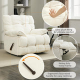 Pationate Oversized Rocker Recliner Chair,Manual Swivel Rocker Recliner for Living Room,Overstuffed Extra Wide Rocking Recliners Soft with Breathable Soft Fabric，Up to 350lbs (Manual, White) Pationate