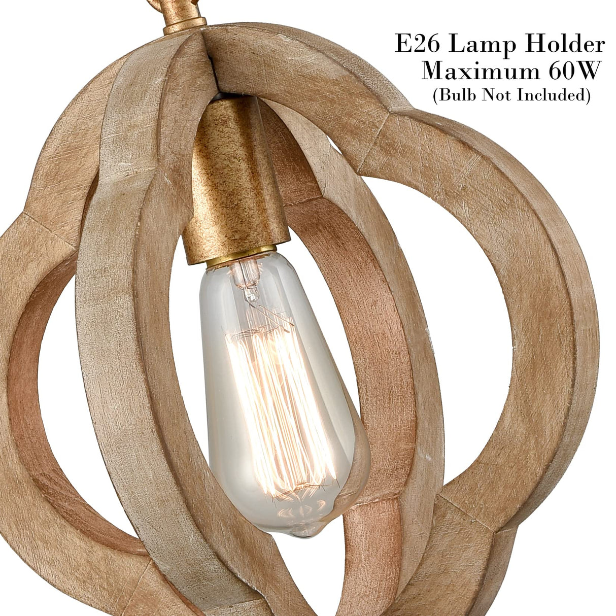 SAMTEEN Farmhouse Wood Pendant Lights Kitchen Island, Vintage Wooden Pendant Lighting Rustic 1-Light Wood Hanging Ceiling Light Fixture for Hallway Bedroom Entrance, Adjustable Chain SAMTEEN