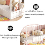 Twin Floor Bed with Fence Rails by Harper & Bright Designs - White Montessori House Bed for Kids Harper & Bright Designs