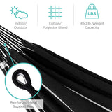 Best Choice Products Double Hammock with Steel Stand, Indoor Outdoor Brazilian-Style Cotton Bed w/Carrying Bag, 2-Person Capacity - Onyx Best Choice Products