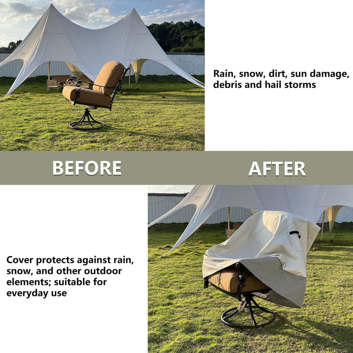 LSongSKY Outdoor Swivel Lounge Chair Cover 2 Pack,100% Waterproof Heavy Duty Covers,(33 W x 35 D 38.5 H inches) Patio Furniture for Chair,White&Grayish Green LSongSKY