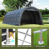 MELLCOM 12 x 24 FT Heavy Duty Carport, Portable Garage with Reinforced All-Steel Frame and Round Style Roof, Anti-Snow All Covered Car Canopy Outdoor Waterproof Storage Shelter for Car, Truck, Boat MELLCOM