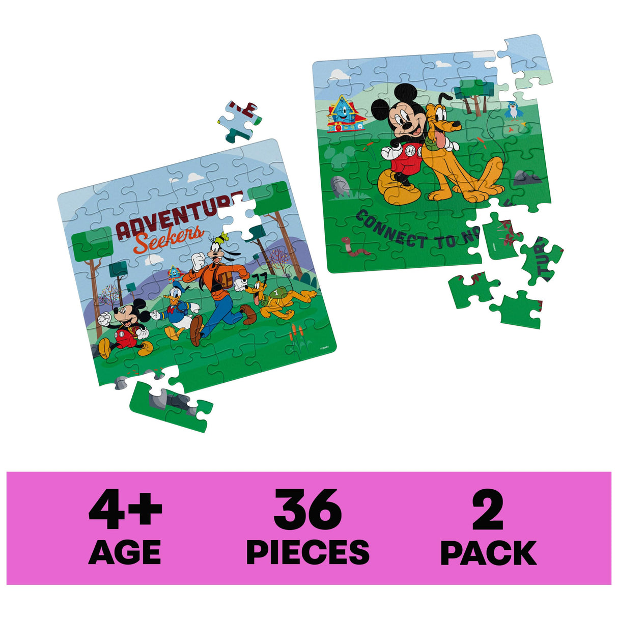 Disney Mickey Mouse, 2-Puzzle Pack 36-Piece Jigsaw Puzzles Storage Tubes Disney Toys Mickey Mouse Clubhouse Kids Puzzles Disney Gifts, for Ages 4 and up Spin Master Games