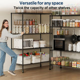 Whitmor 4 Tier Storage Shelves with Wheels, Heavy Duty Metal Shelving Unit, 625 lbs Capacity per Shelf, 2500 lbs Total for Kitchen, Garage, Plant, 55" L x 24" W x 72" H, Black Whitmor