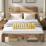 Zevemomo King Bed Frame, King Size Heavy Duty Platform Bed Frames, King Bed Frame with Wood Headboard & Footboard, Noise Free, No Box Spring Needed, Brown Zevemomo