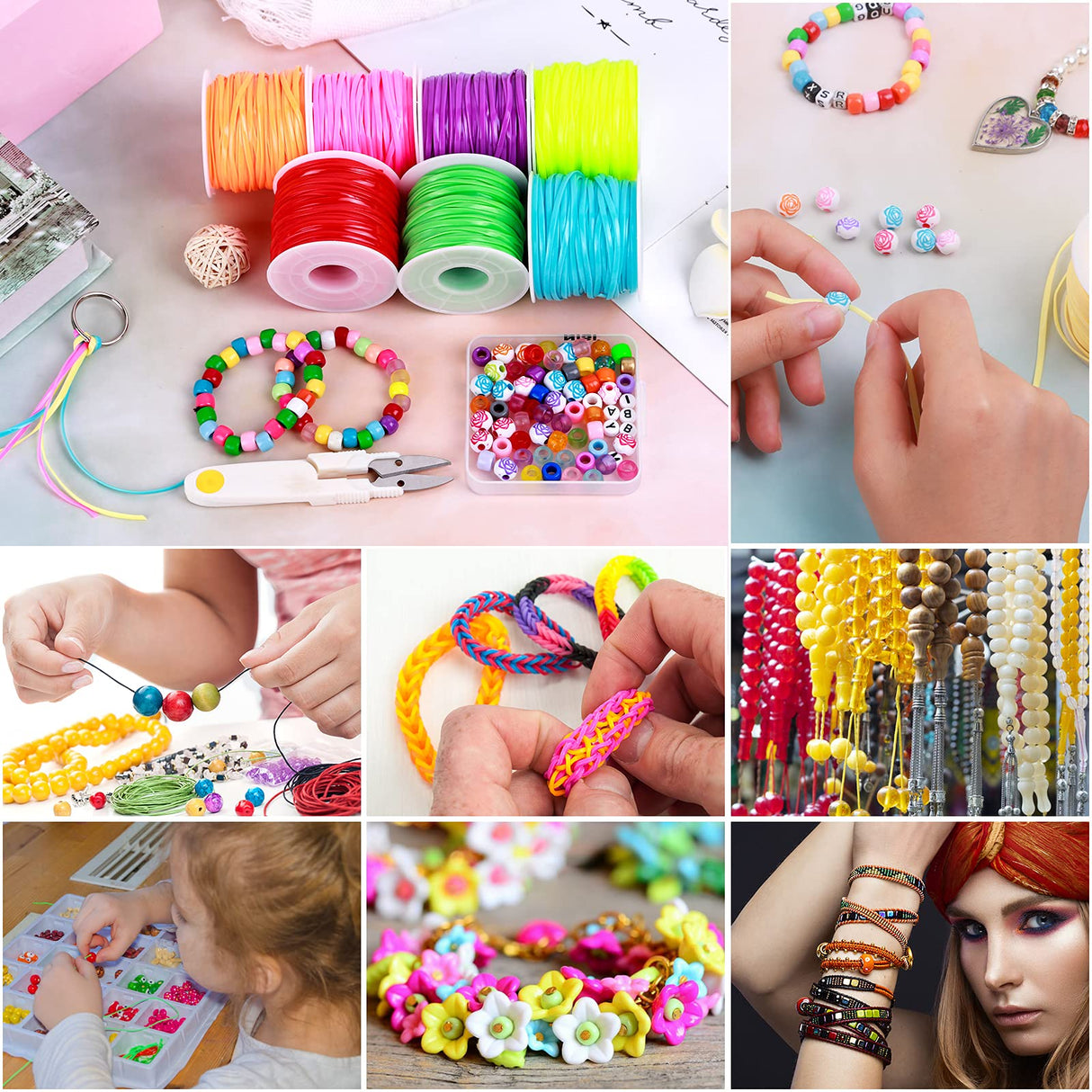 Plastic Lanyard String, Mckanti 12 Packs Plastic Lacing Cord Gimp String Kit for Keychain, Bracelets, Beading and Jewelry Making, DIY Craft Mckanti