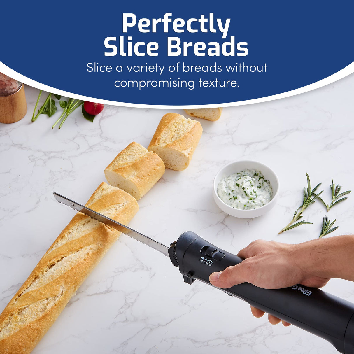 Elite Gourmet EK9810 Professional Cordless Rechargeable Easy-Slice Electric Knife with 4 Serrated Blades and Safety Lock Trigger Release, Carving Meats, Poultry, Bread, Black Elite Gourmet