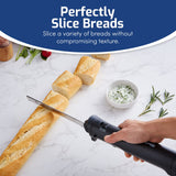Elite Gourmet EK9810 Professional Cordless Rechargeable Easy-Slice Electric Knife with 4 Serrated Blades and Safety Lock Trigger Release, Carving Meats, Poultry, Bread, Black Elite Gourmet