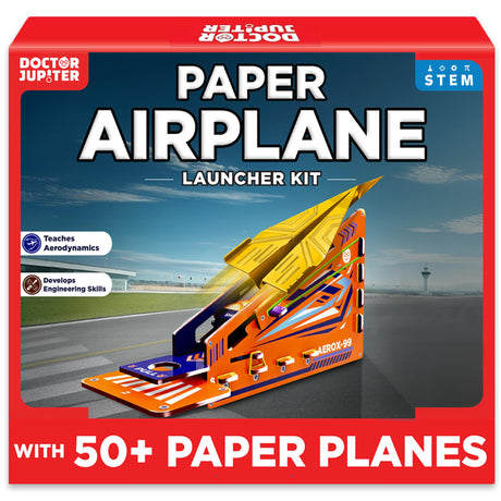 Doctor Jupiter Paper Airplane Book Kit, Crafts for Kids Ages 6+ | Birthday Gift Ideas for 6-7-8-9-10-11-12 Year Old Boys & Girls | Learning & Educational STEM Toy with 50 Paper Airplanes and Launcher Doctor Jupiter