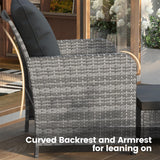 UDPATIO Wicker Patio Chairs with Ottoman Balcony Furniture 5 Pieces Patio Conversation Set with Pull Out Ottoman for Small Space UDPATIO