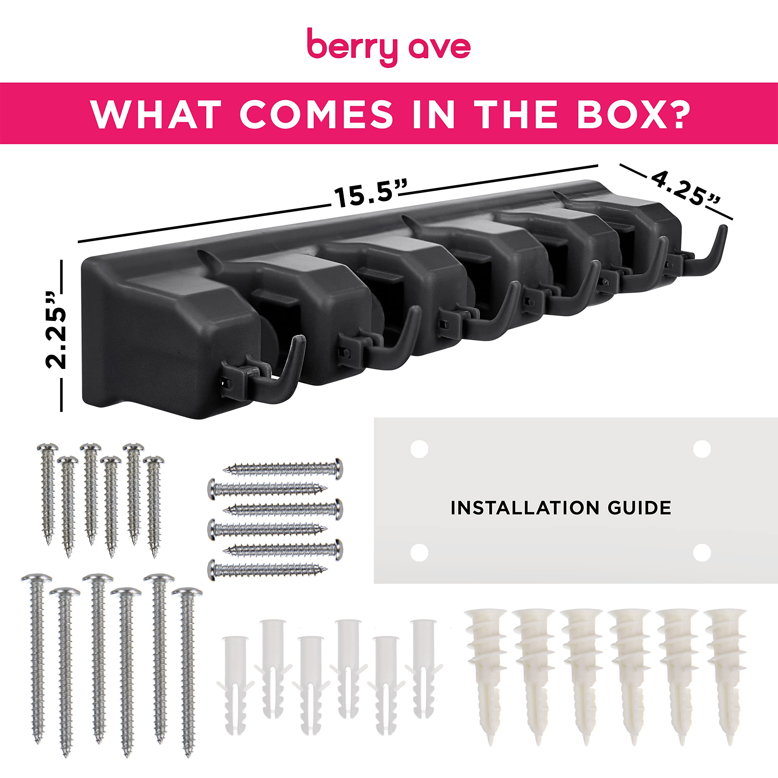 Berry Ave Broom Holder & Wall Mount Garden Tool Organizer - Thumbnail 3